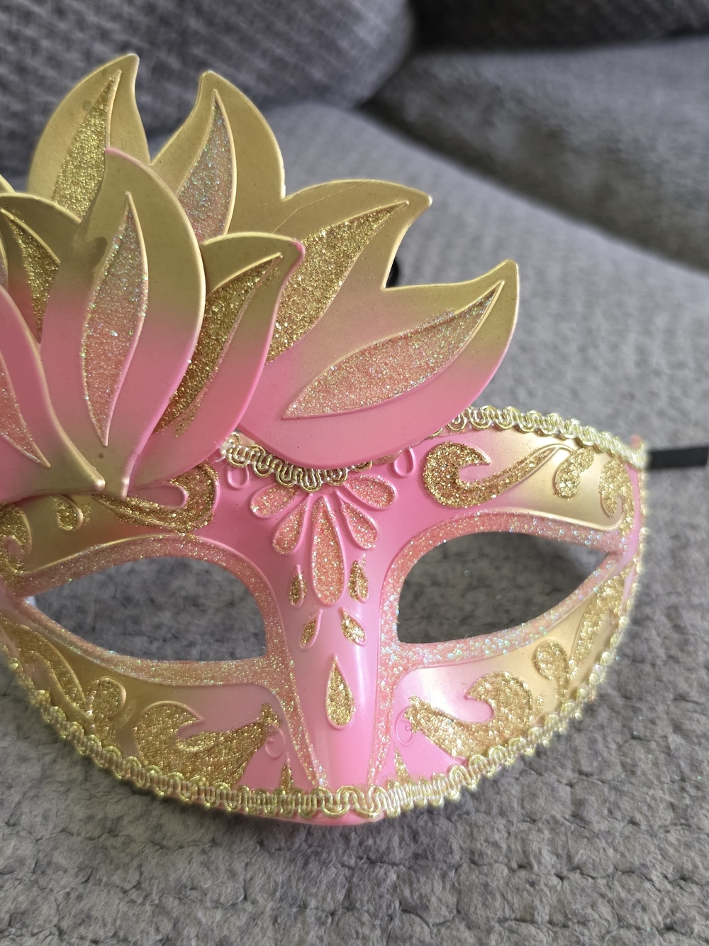Gold & Pink Venetian Masquerade Mask